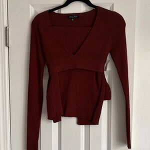 Burgundy Long Sleeve Top & Midi Skirt Ser